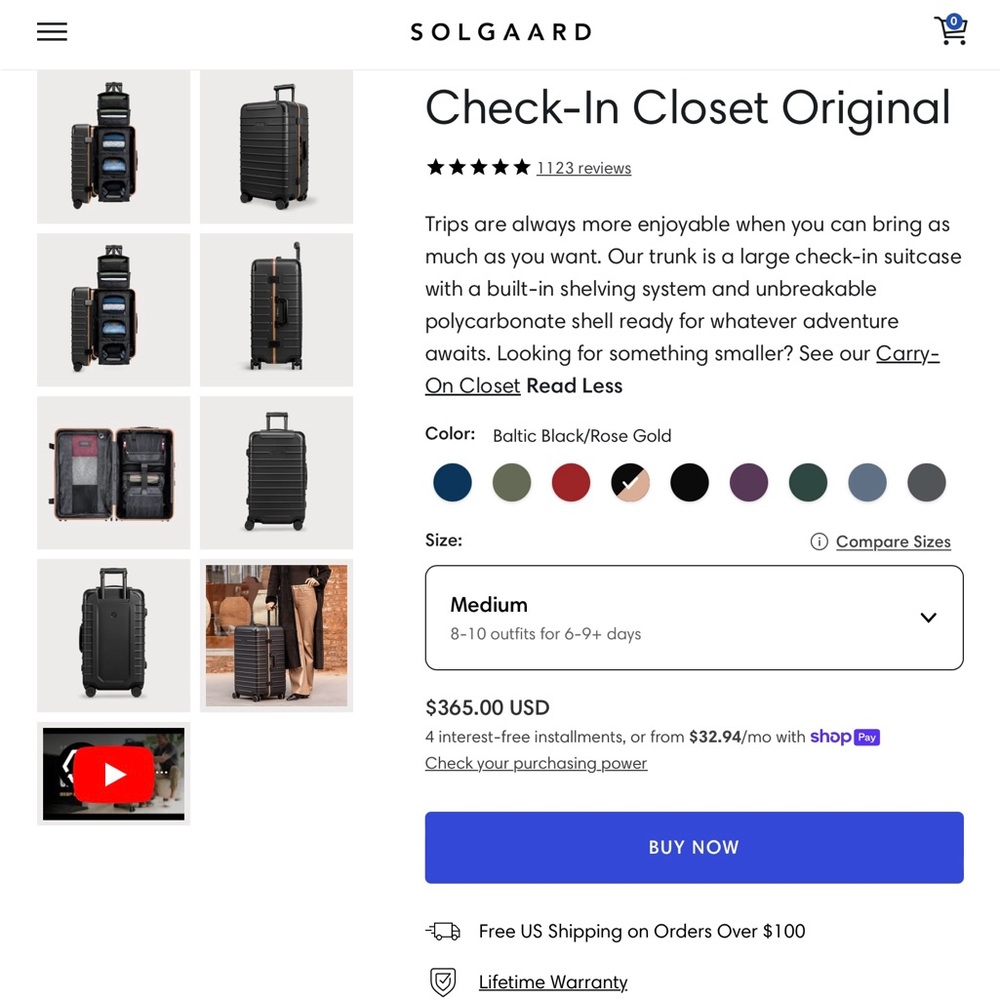 Solgaard Check In Closet Original Suitcase.  NWT!